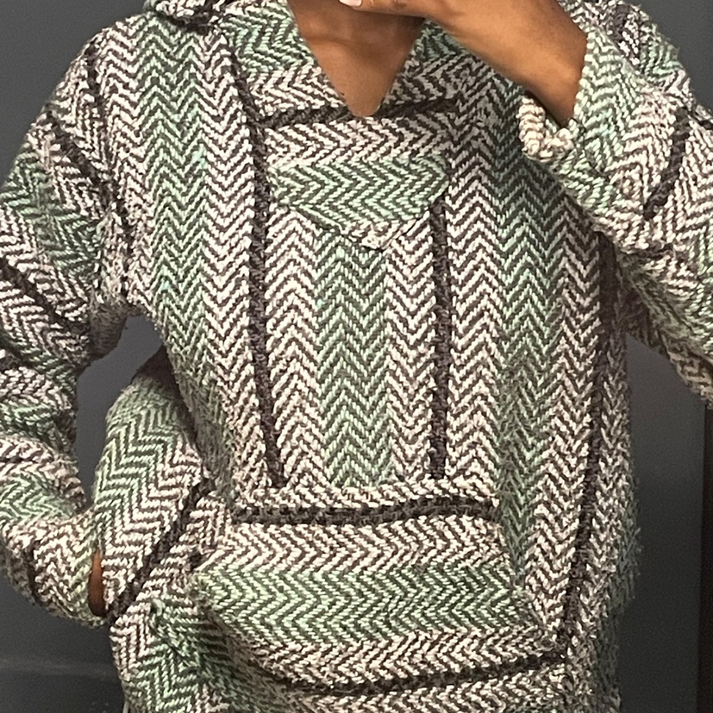 green and white baja hoodie